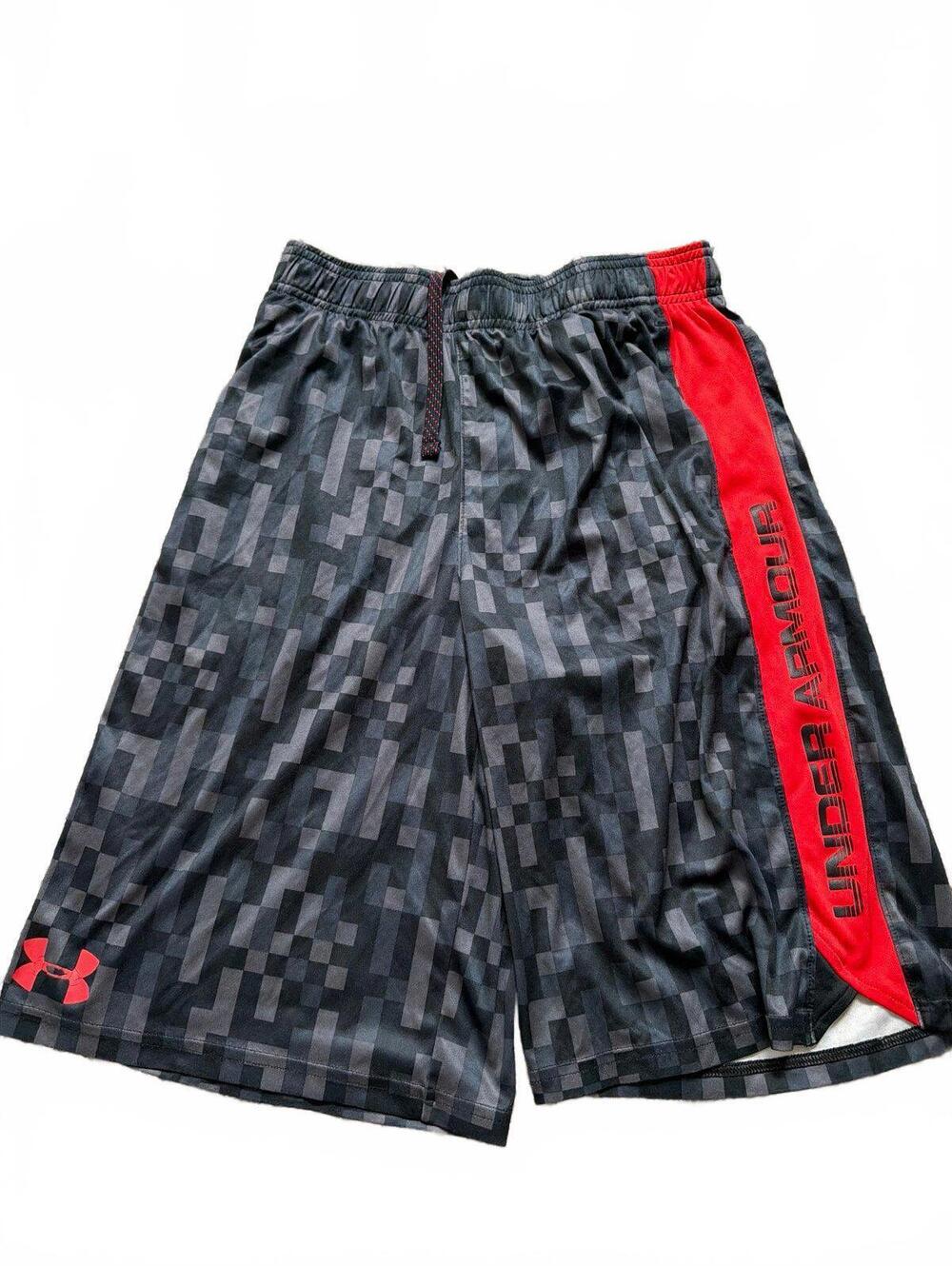Under Armour Boys Black Red Athletic Shorts Large